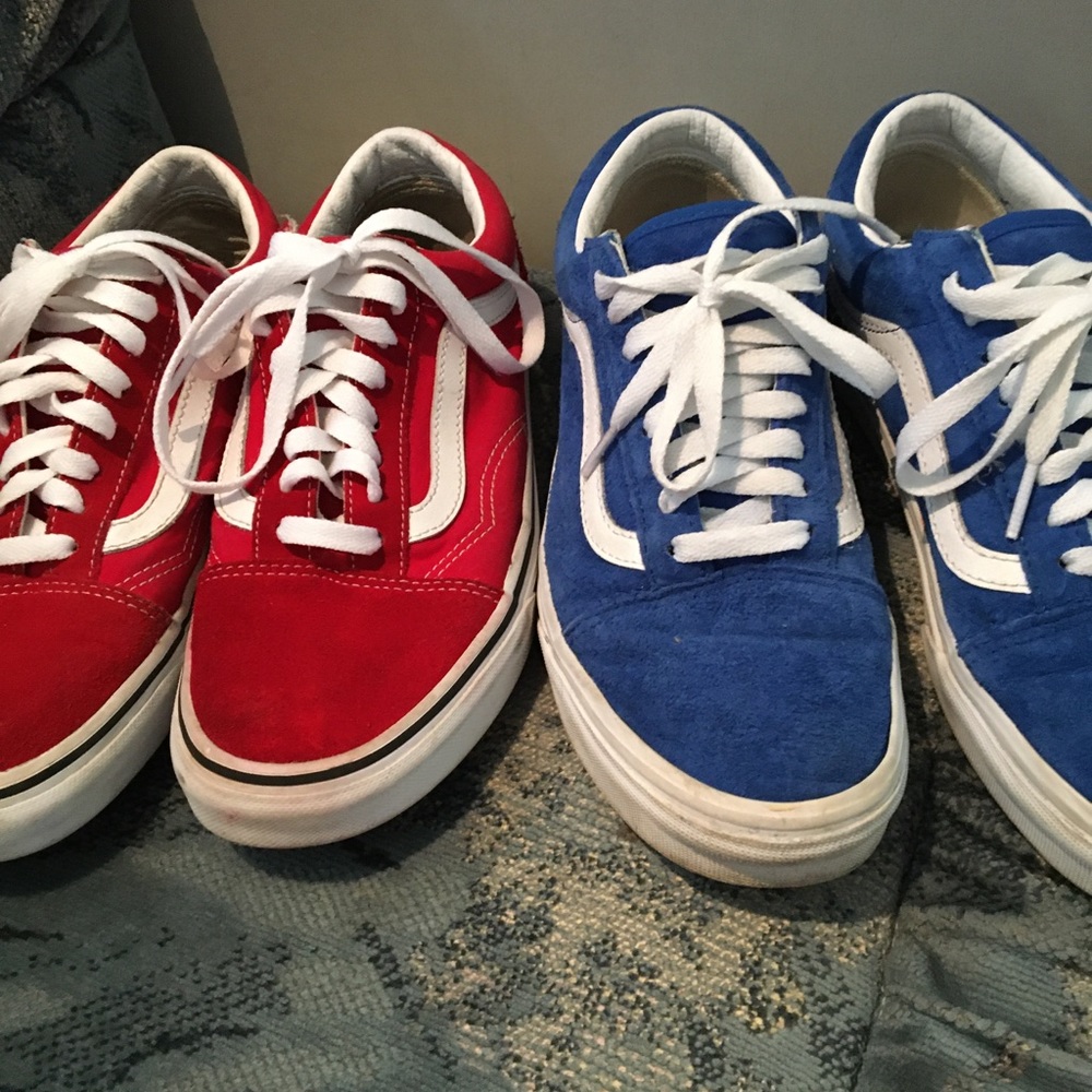 Blue and red vans